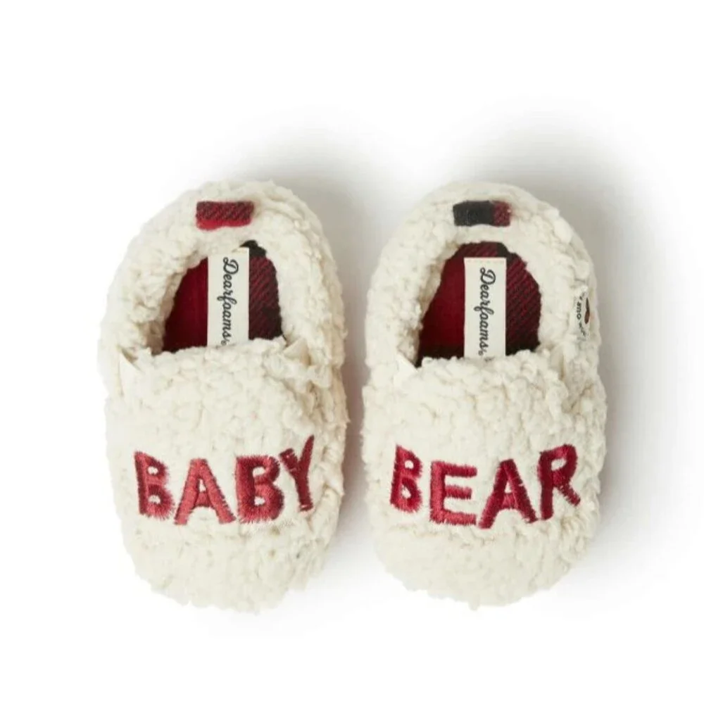 Dearfoams Unisex Infant Baby  NWT  Cozy Sherpa Baby Bear Slippers Booties